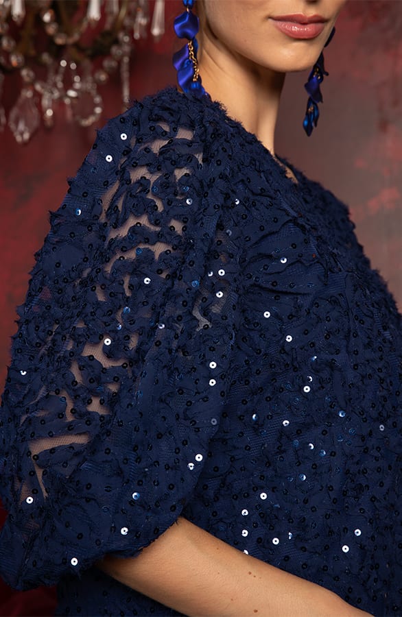 Glitter Dress Met See-Through Pofmouw Navy – alle jurkjes — foto 8