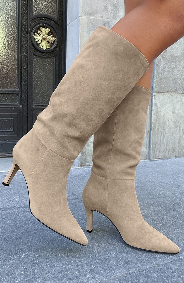 Hoge Suede Laarzen Beige 1.0 – shoparchief