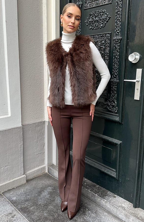 Janine Flared Broek Met Stiksel Choco – flared broeken — foto 6