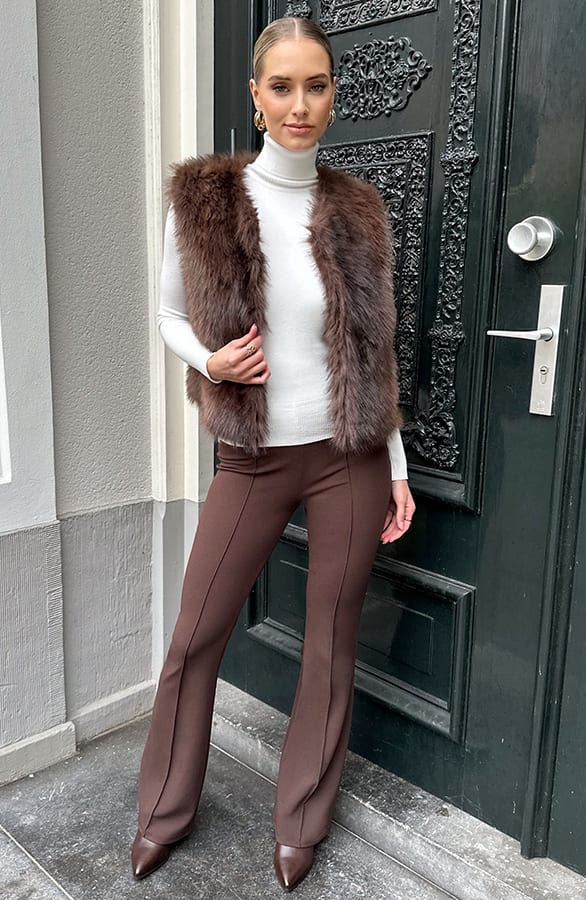 Janine Flared Broek Met Stiksel Choco – flared broeken — foto 7