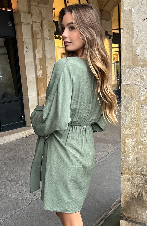 Knotted V-Neck Dress Army – alle jurkjes — foto 8