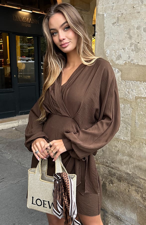 Knotted V-Neck Dress Choco – alle jurkjes — foto 13