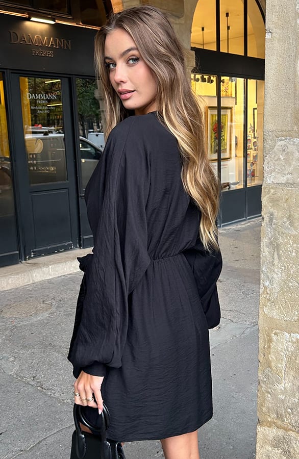 Knotted V-Neck Dress Zwart – alle jurkjes — foto 9