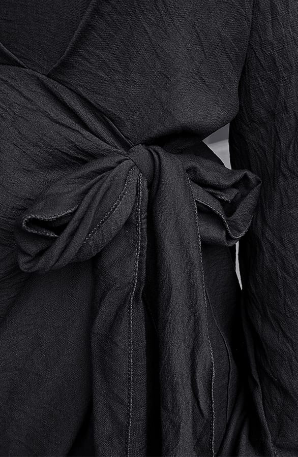 Knotted V-Neck Dress Zwart – alle jurkjes — foto 10
