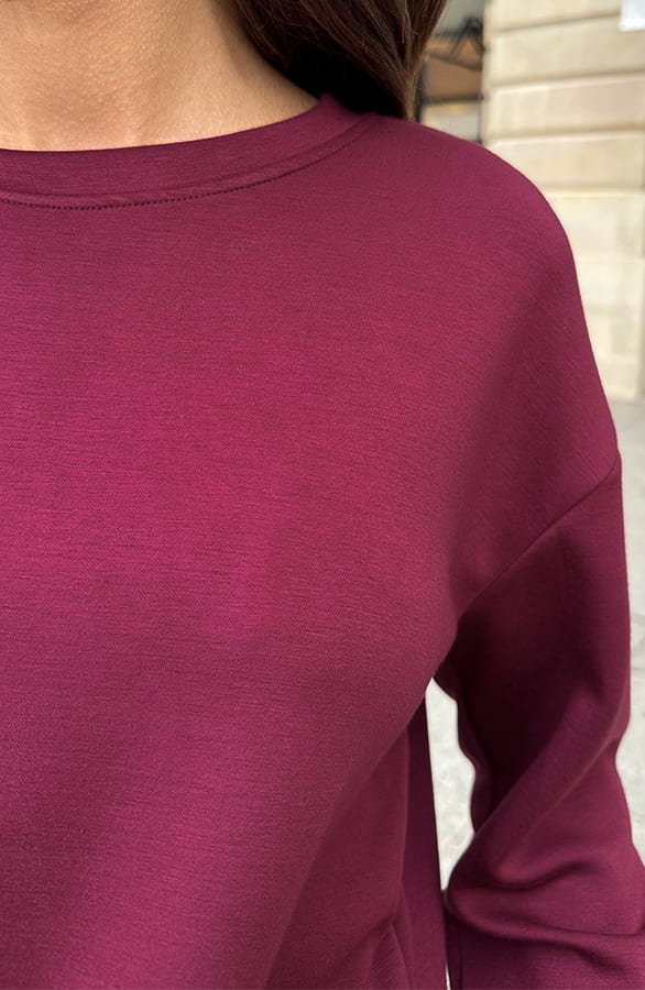 Layered Look Trui Met Blouse Burgundy – truien — foto 4