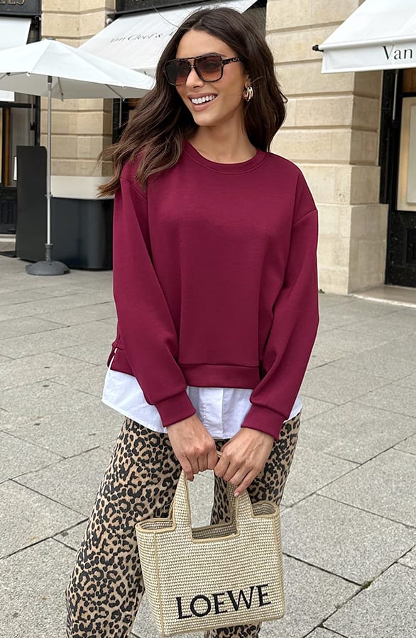 Layered Look Trui Met Blouse Burgundy – truien — foto 7