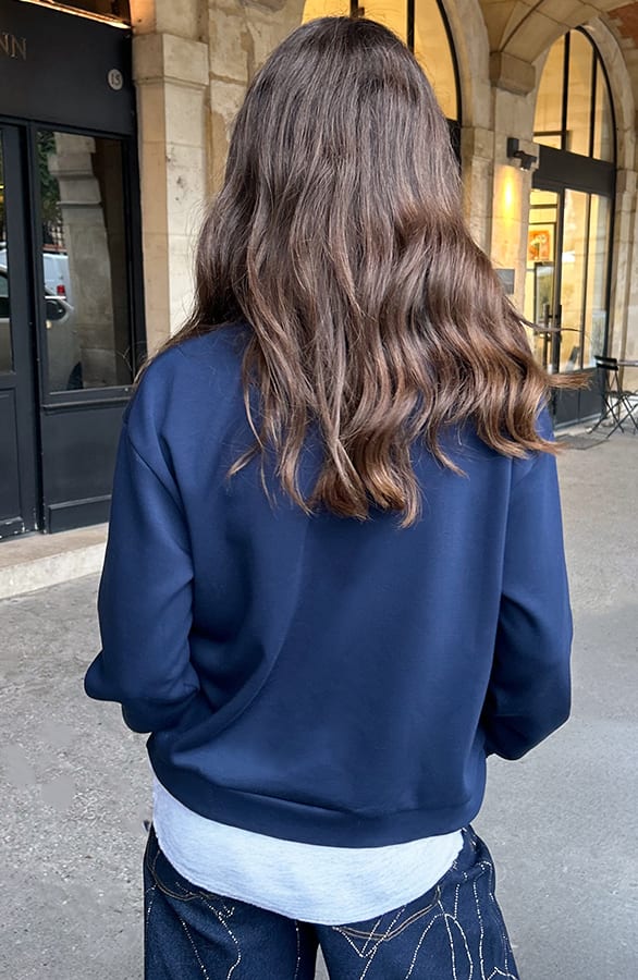 Layered Look Trui Met Blouse Navy – truien — foto 3