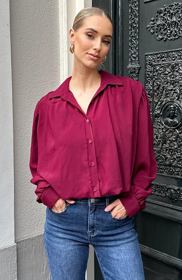 Longsleeve Crop Blouse Burgundy