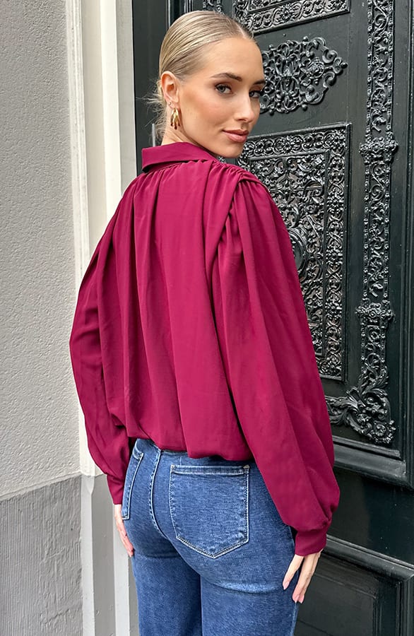 Longsleeve Crop Blouse Burgundy – shirts & tops — foto 4