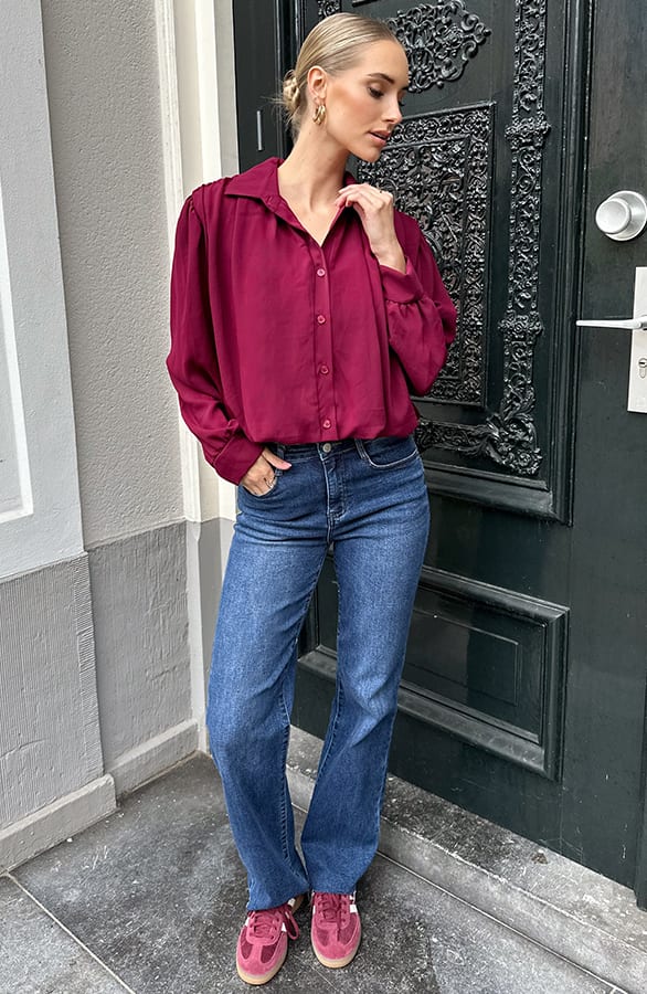 Longsleeve Crop Blouse Burgundy – shirts & tops — foto 8