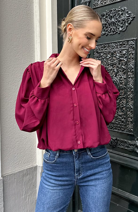 Longsleeve Crop Blouse Burgundy – shirts & tops — foto 6