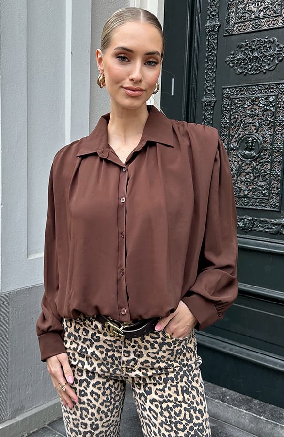 Longsleeve Crop Blouse Choco – kleding