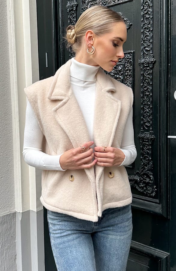 Loose Fit Gilet Beige – vesten — foto 9