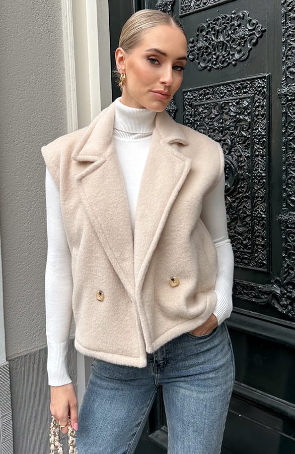 Loose Fit Gilet Beige – vesten — foto 6