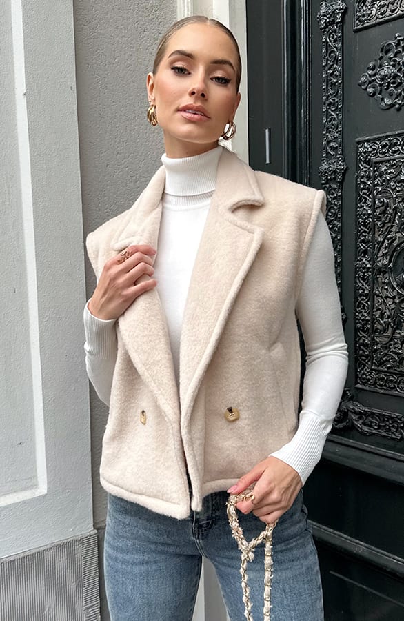 Loose Fit Gilet Beige – vesten — foto 7
