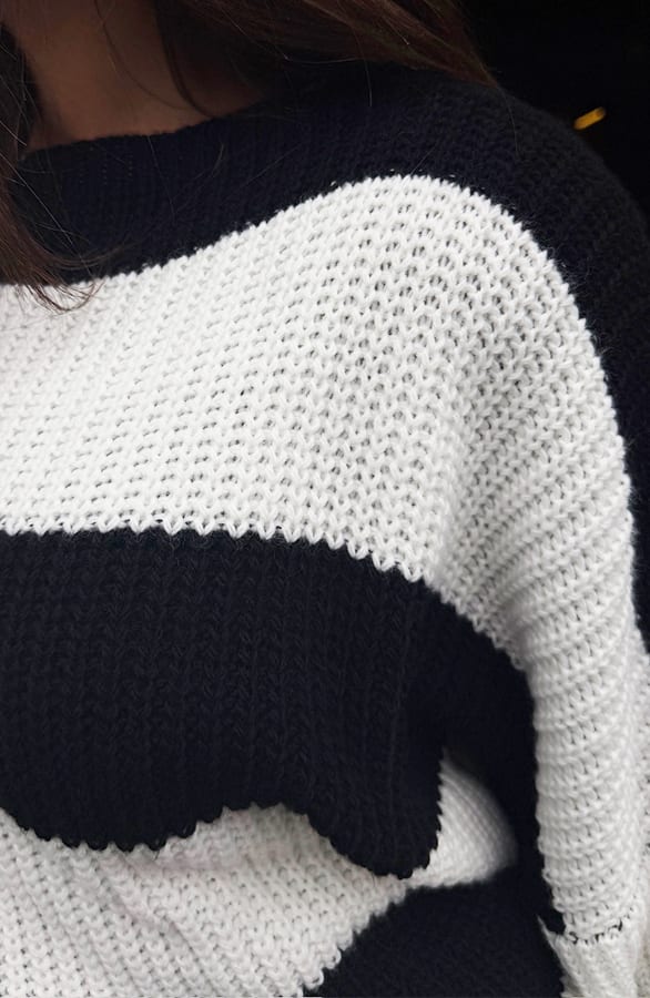 Loose fit Striped Sweater Zwart Wit – truien — foto 5