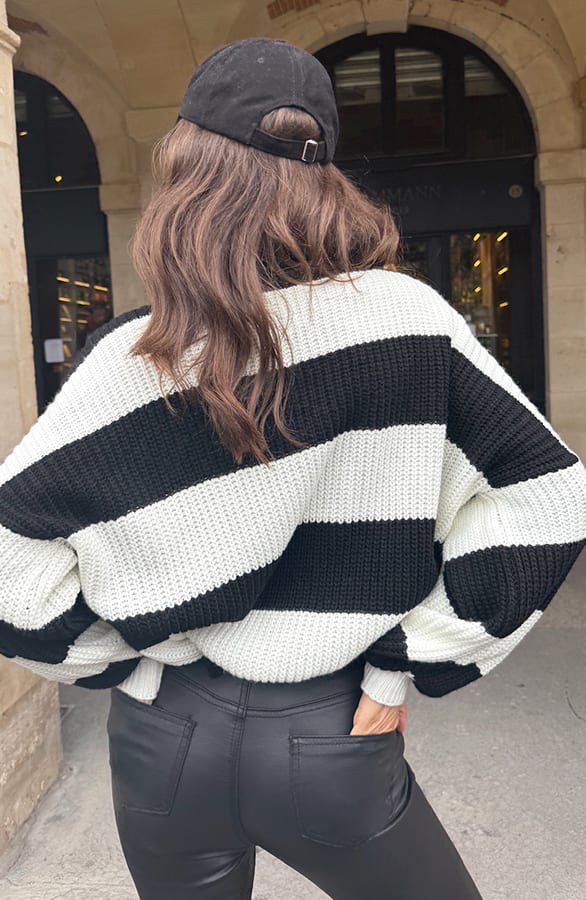 Loose fit Striped Sweater Zwart Wit – truien — foto 4