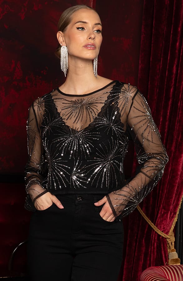 Mesh Glitter Top – shirts & tops