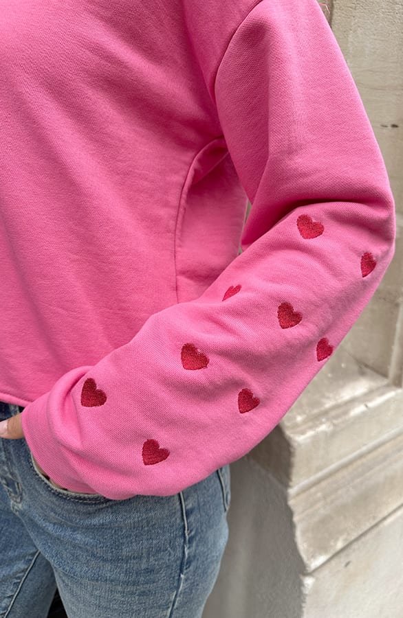 Oversized Trui Met Hartjes Roze – truien — foto 4