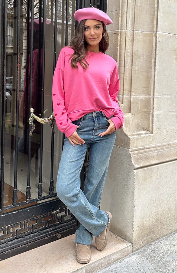 Oversized Trui Met Hartjes Roze – truien — foto 5