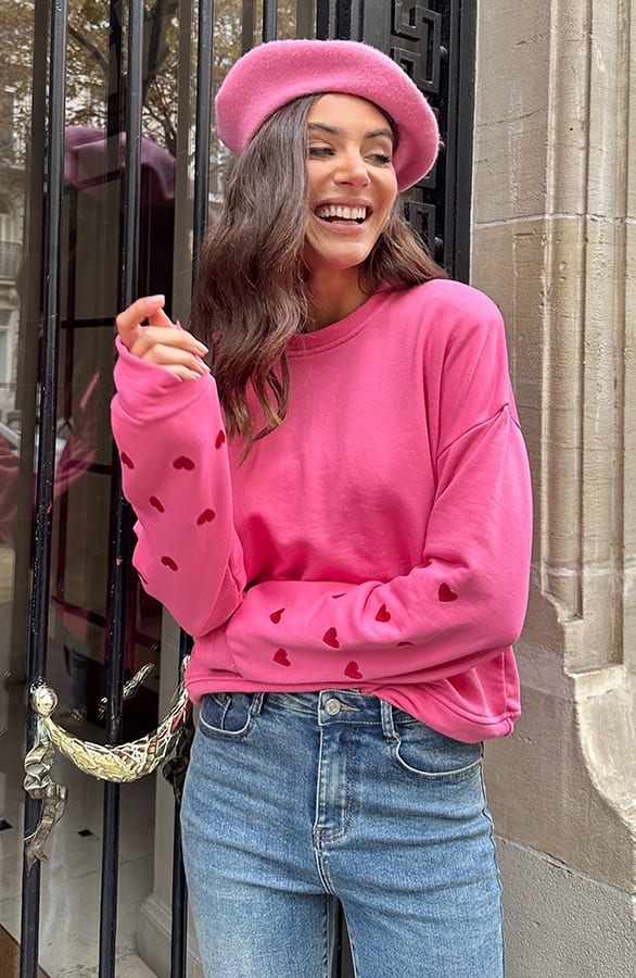 Oversized Trui Met Hartjes Roze – truien — foto 6