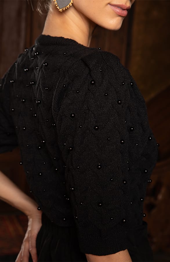 Parel Detail Sweater Zwart – truien — foto 4