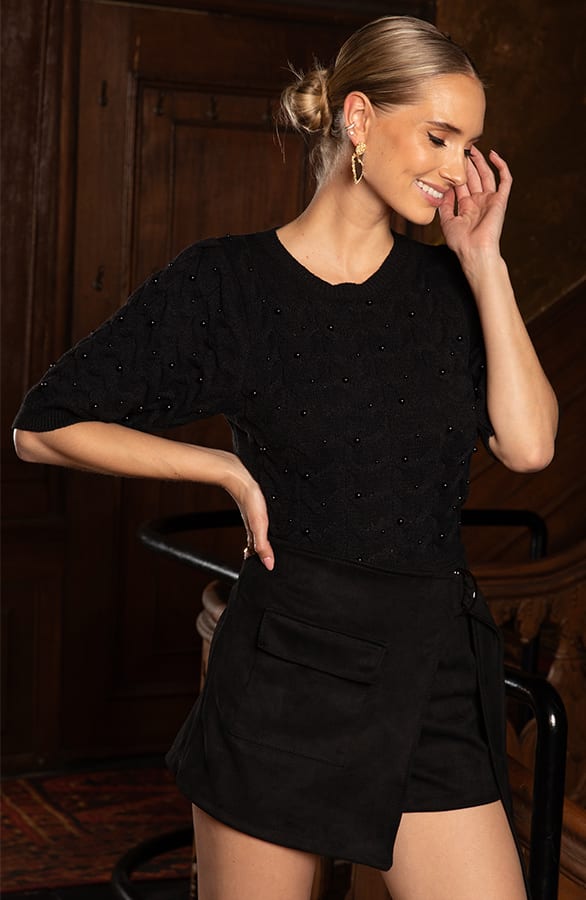 Parel Detail Sweater Zwart – truien — foto 2