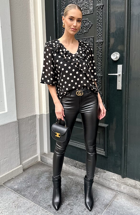 Polka Dot Detailed Blouse Zwart – kleding — foto 11