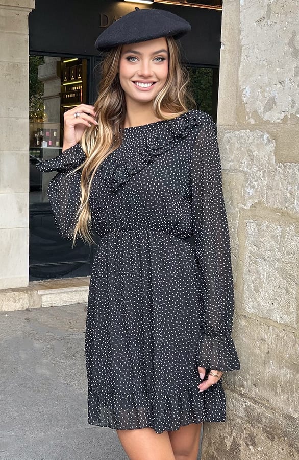 Polkadot Jurk Met Ruffles Zwart – alle jurkjes — foto 8