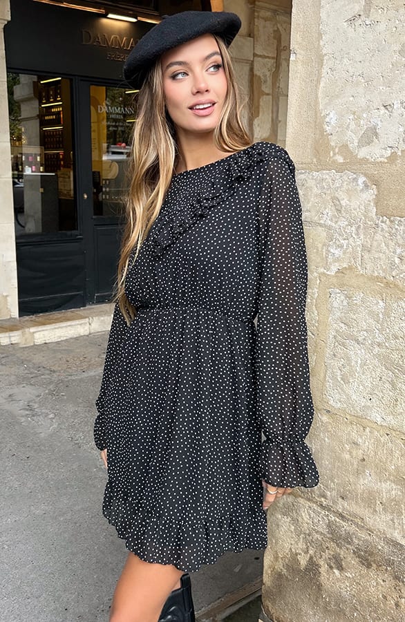 Polkadot Jurk Met Ruffles Zwart – alle jurkjes — foto 13