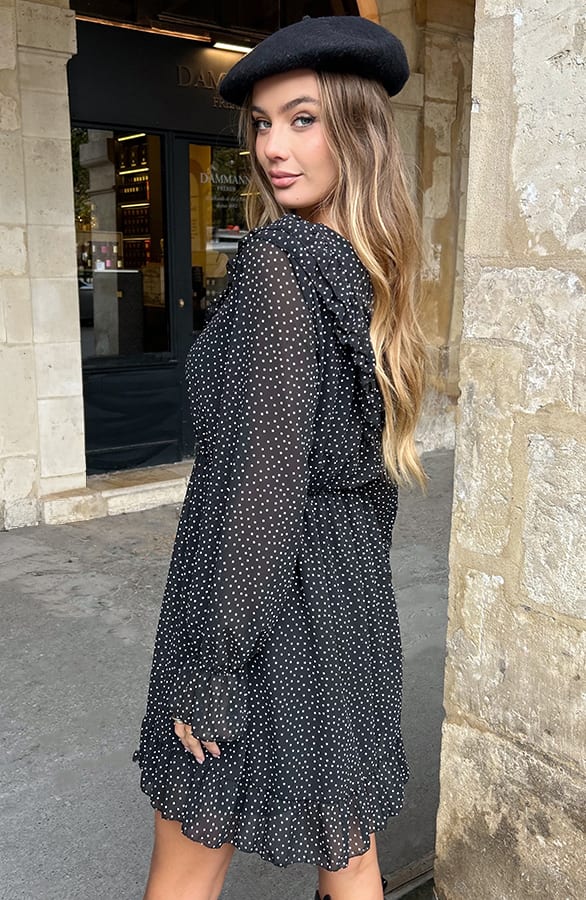 Polkadot Jurk Met Ruffles Zwart – alle jurkjes — foto 9