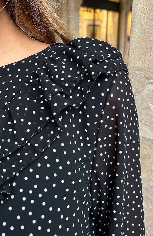 Polkadot Jurk Met Ruffles Zwart – alle jurkjes — foto 10