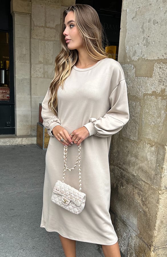 Relaxed Fit Sweaterjurk Beige – alle jurkjes — foto 6