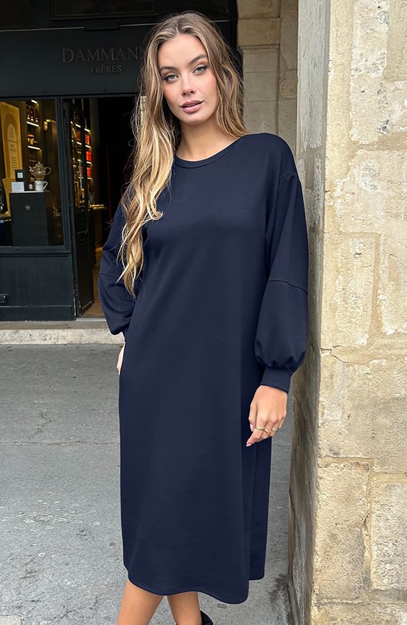 Relaxed Fit Sweaterjurk Navy – alle jurkjes — foto 2