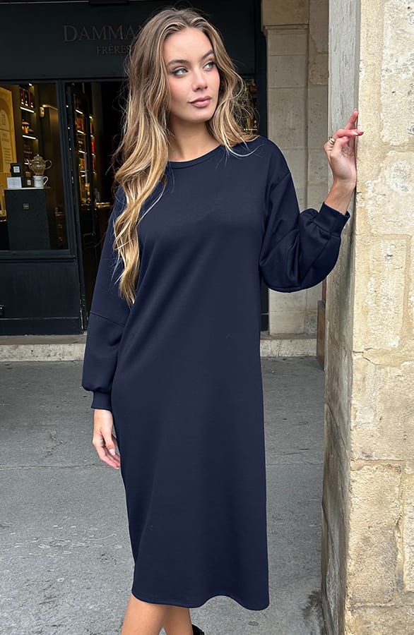 Relaxed Fit Sweaterjurk Navy – alle jurkjes