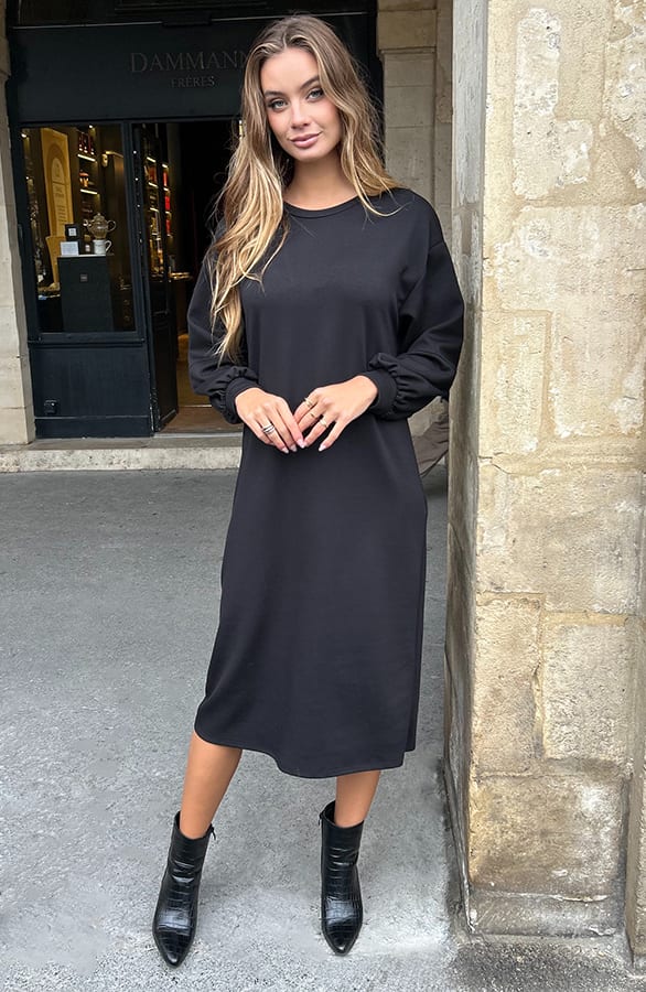 Relaxed Fit Sweaterjurk Zwart