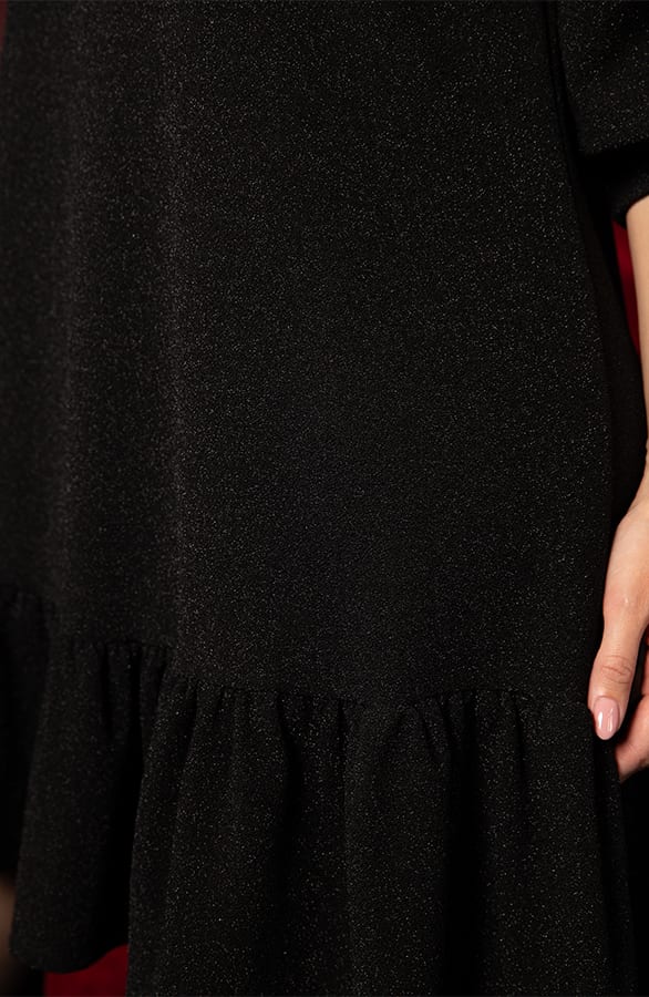 Ruffle Lurex Jurk Sabrina Zwart – alle jurkjes — foto 5
