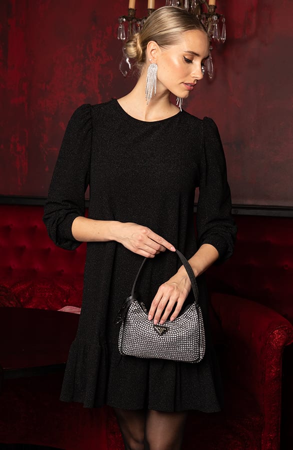 Ruffle Lurex Jurk Sabrina Zwart – alle jurkjes — foto 7