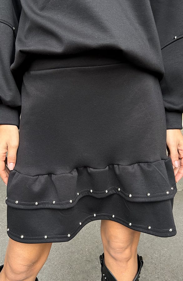 Ruffled Skirt Met Studs Zwart – kleding — foto 3
