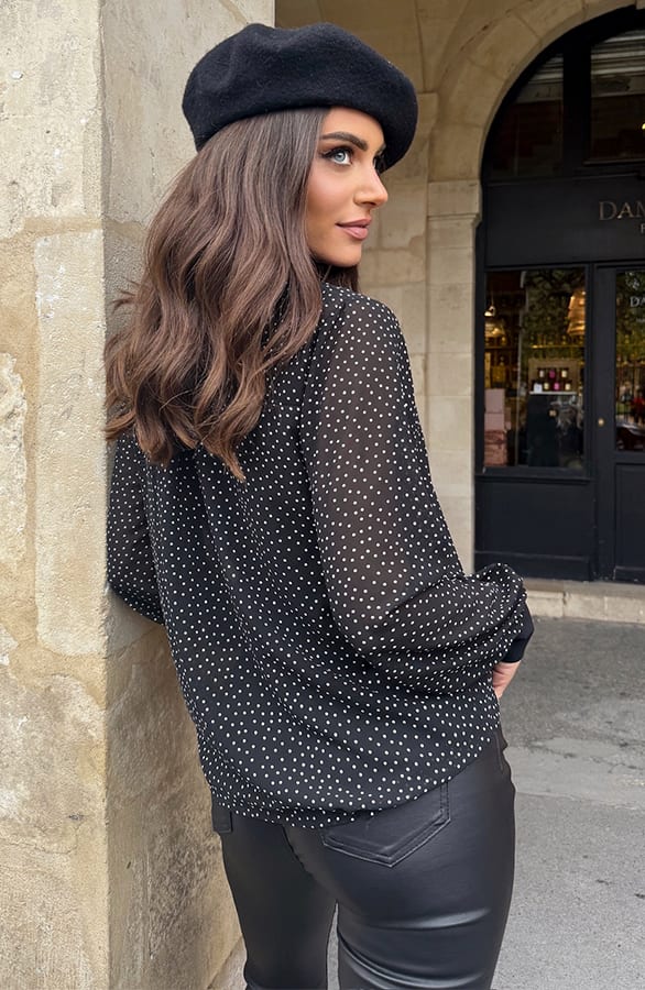 See-through Polkadot Blouse Zwart – shirts & tops — foto 4