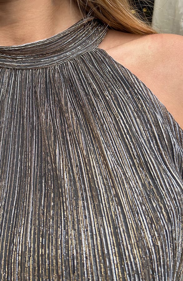 Shiny Lurex Halter Top Brons – shoparchief — foto 4