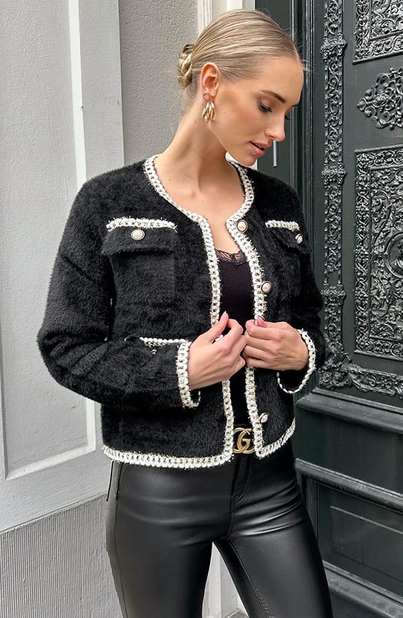 Soft Chique Tweed Jasje Zwart – jassen — foto 9