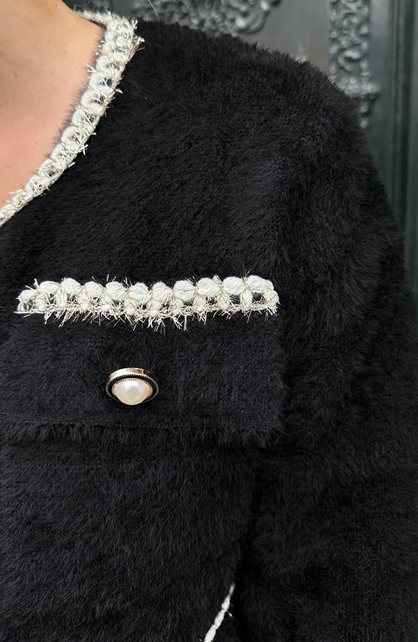 Soft Chique Tweed Jasje Zwart – jassen — foto 5