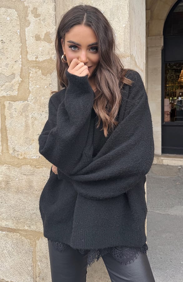 Soft Melange Sweater Zwart – truien — foto 7