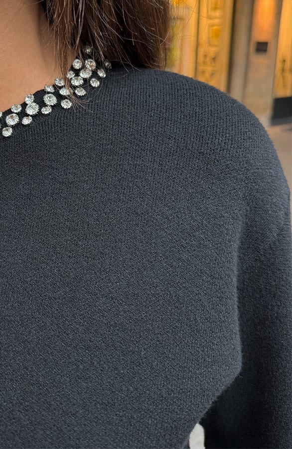 Sparkle Detail Top Zwart – shoparchief — foto 5