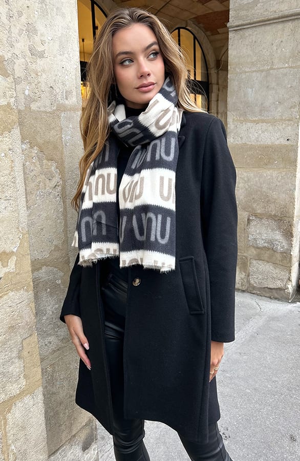 Statement Sjaal Met Print Zwart – shoparchief — foto 4