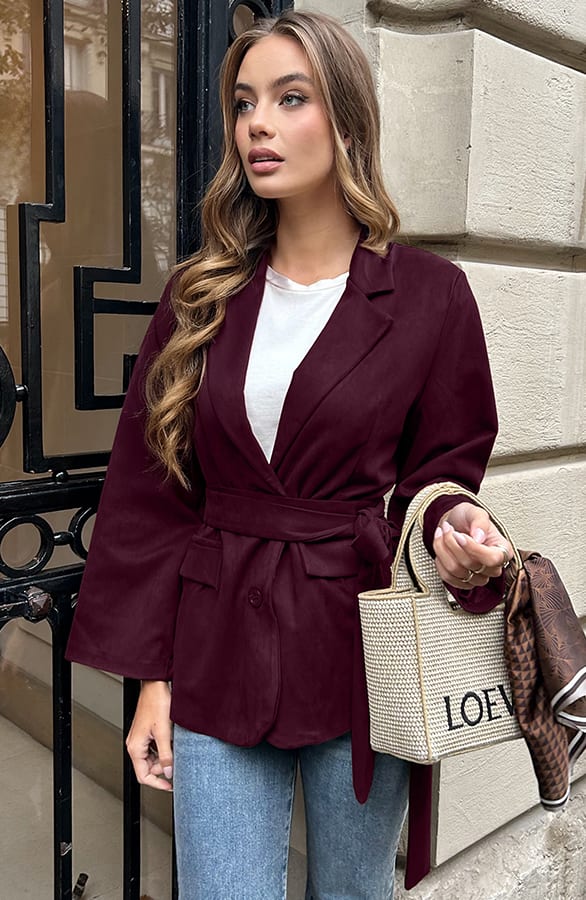 Suede Oversized Blazer Burgundy – blazers — foto 2