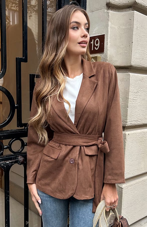 Suede Oversized Blazer Choco – shoparchief — foto 7