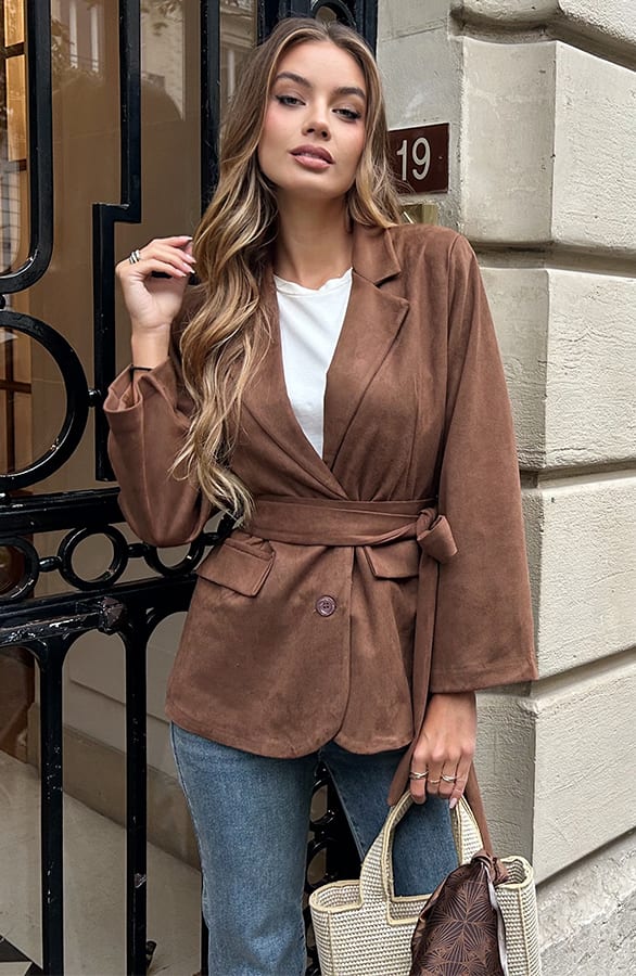 Suede Oversized Blazer Choco – shoparchief — foto 3