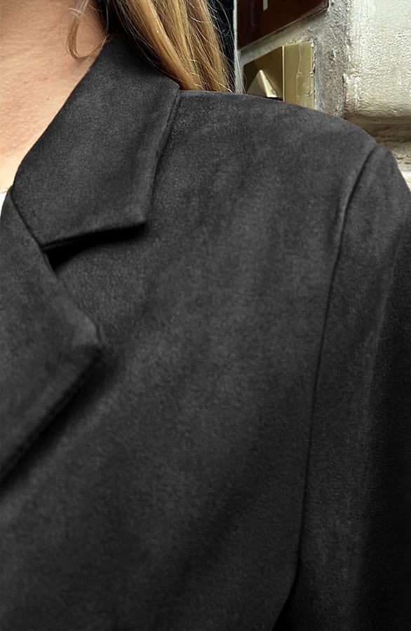 Suede Oversized Blazer Zwart – blazers — foto 4